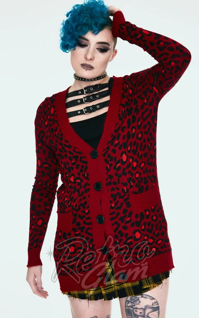 Jawbreaker Red Leopard Oversized Cardigan - XL In Stock