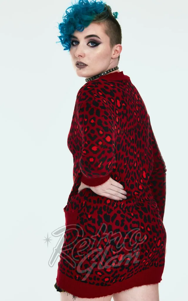 Jawbreaker Red Leopard Oversized Cardigan - XL In Stock