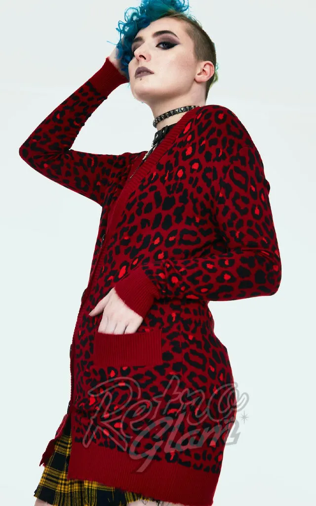 Jawbreaker Red Leopard Oversized Cardigan - XL In Stock