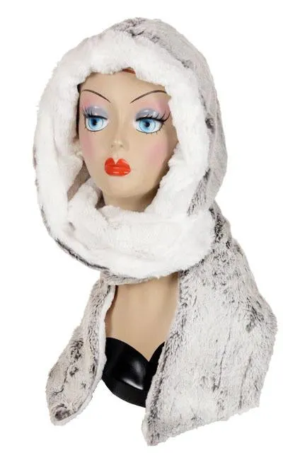 Khaki Ivory Luxury Faux Fur Hoody Scarf