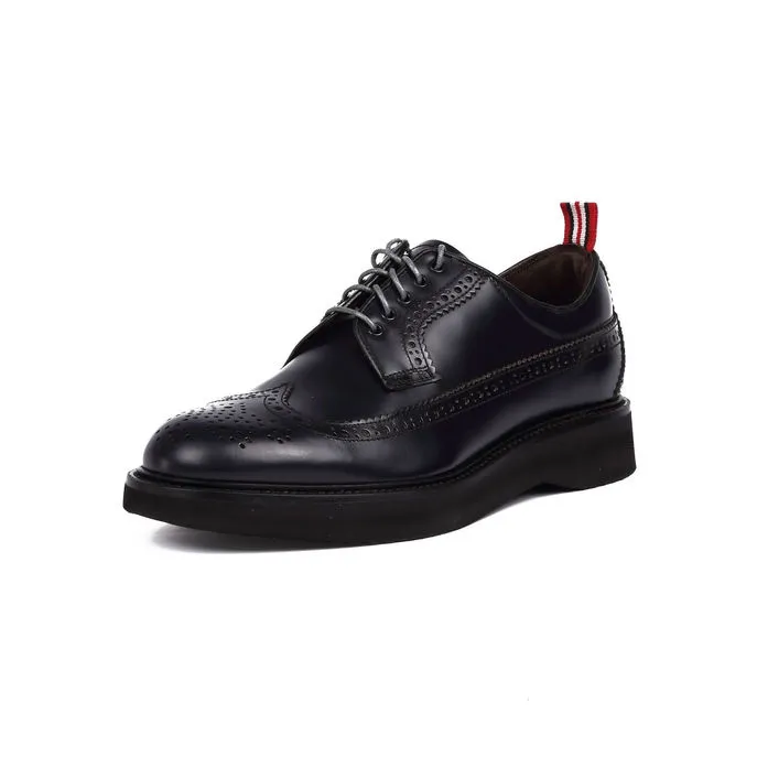 Laced Shoes - Polished Leather Derby - Men - Dark Blue