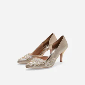 Lady Beige Gold Bridal Pumps