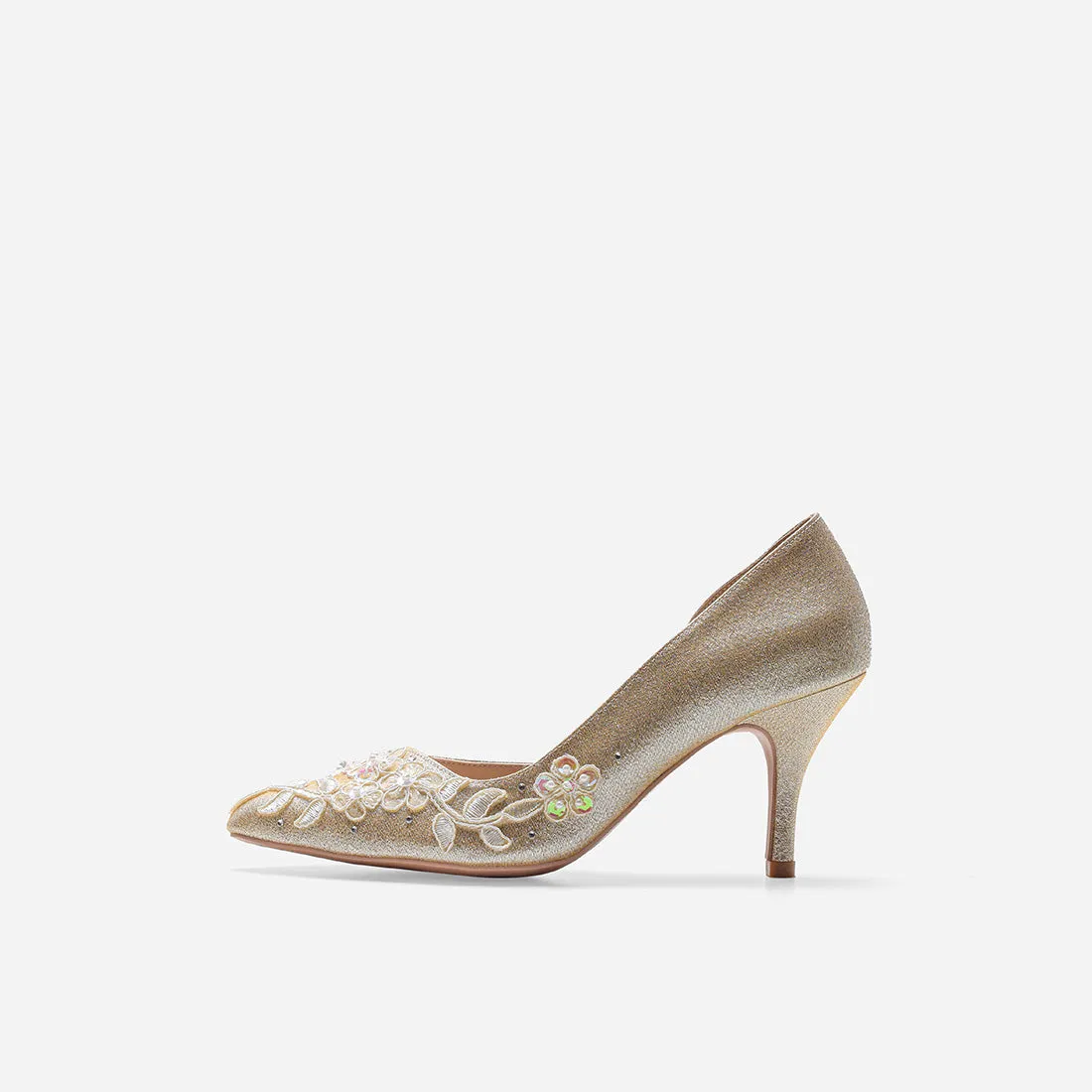 Lady Beige Gold Bridal Pumps