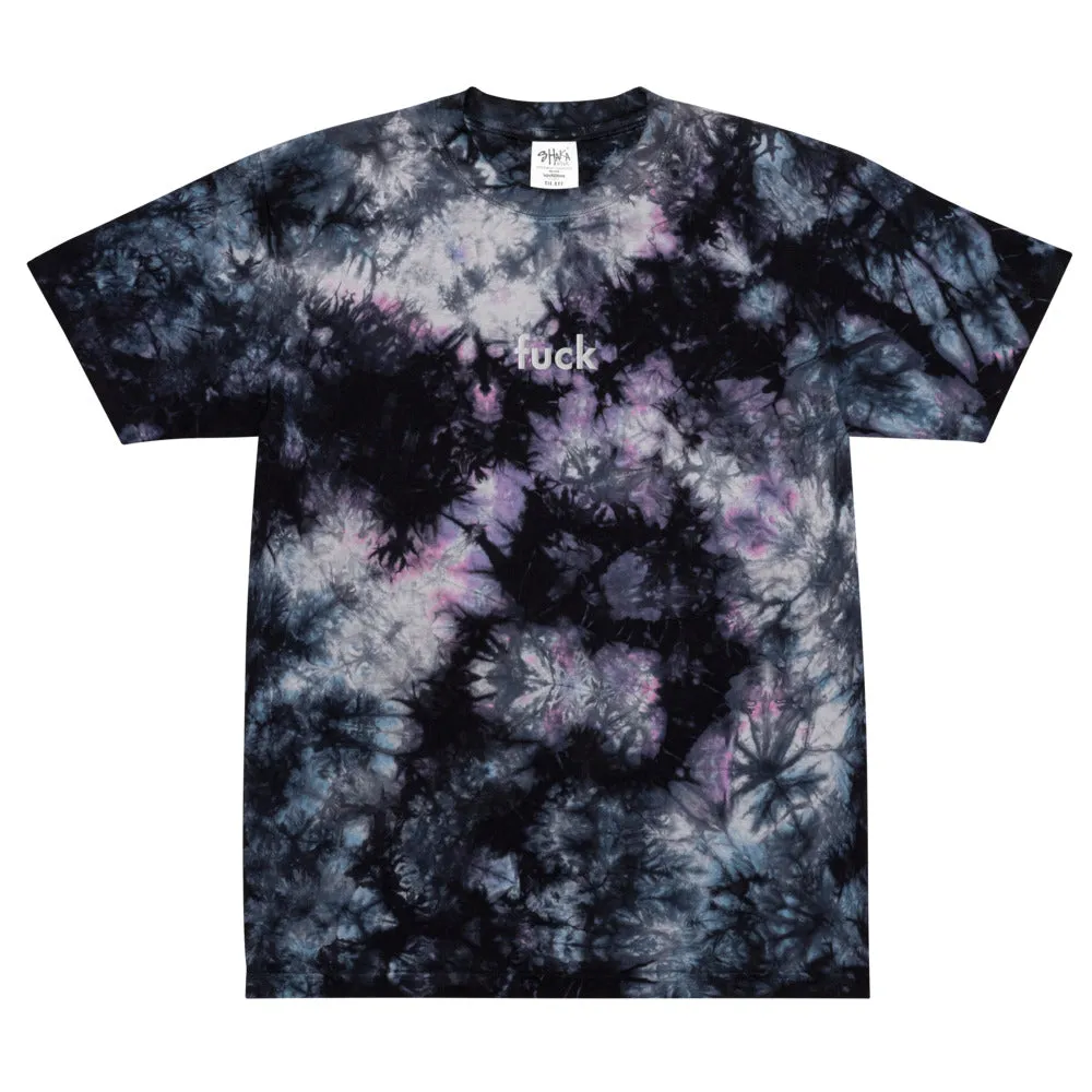 Large Tie Dye T-Shirt with Embroidered 4-Letter Word