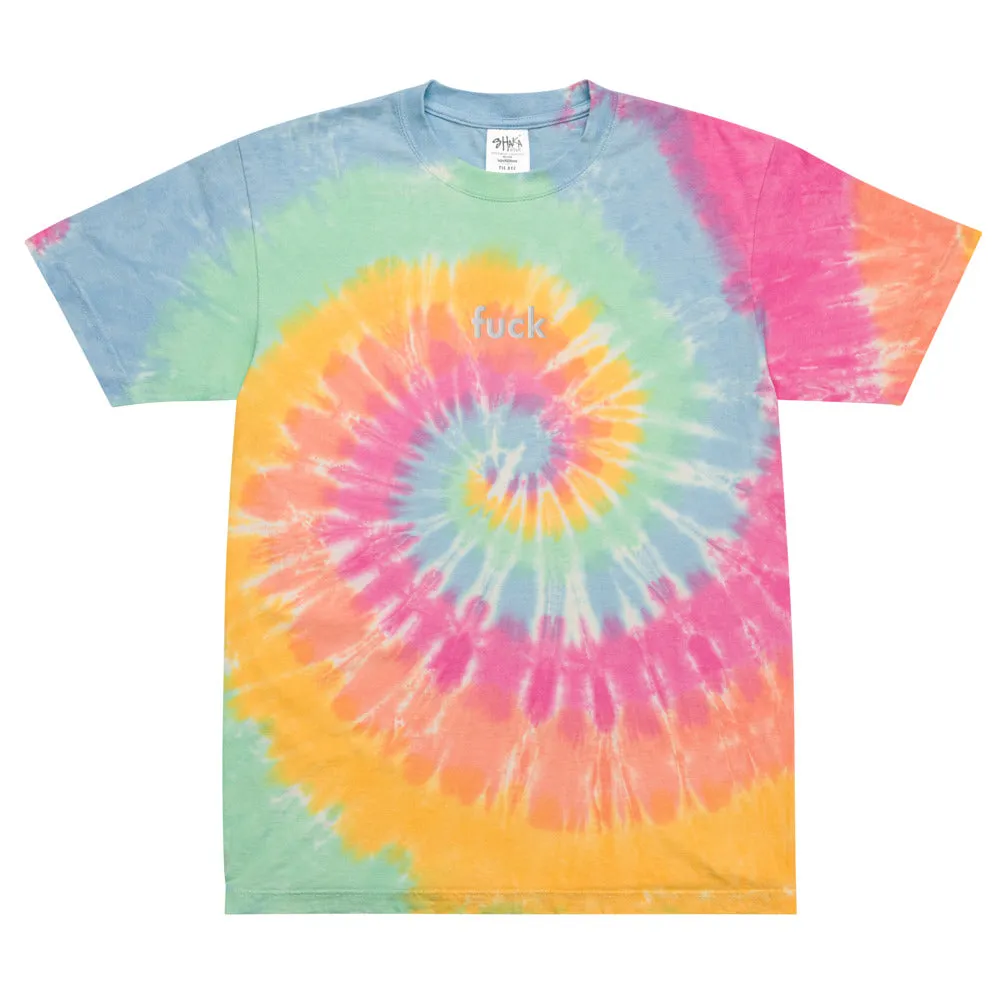 Large Tie Dye T-Shirt with Embroidered 4-Letter Word