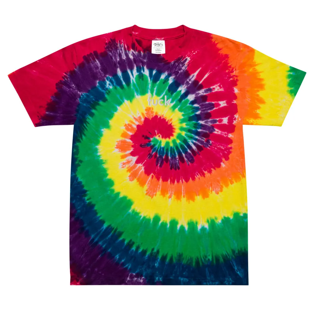 Large Tie Dye T-Shirt with Embroidered 4-Letter Word