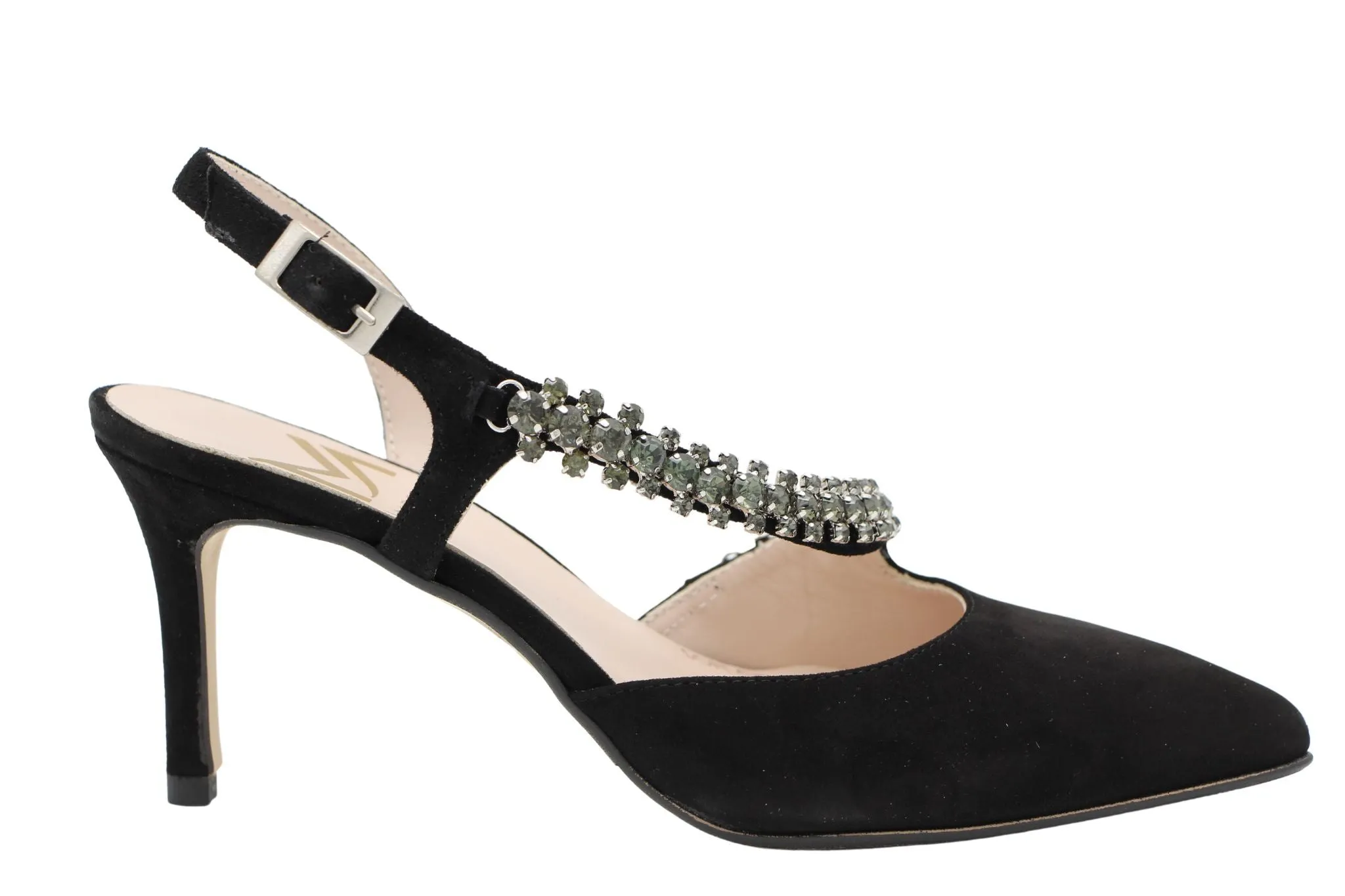 MARIAN Suede Sling-back with Diamante Black