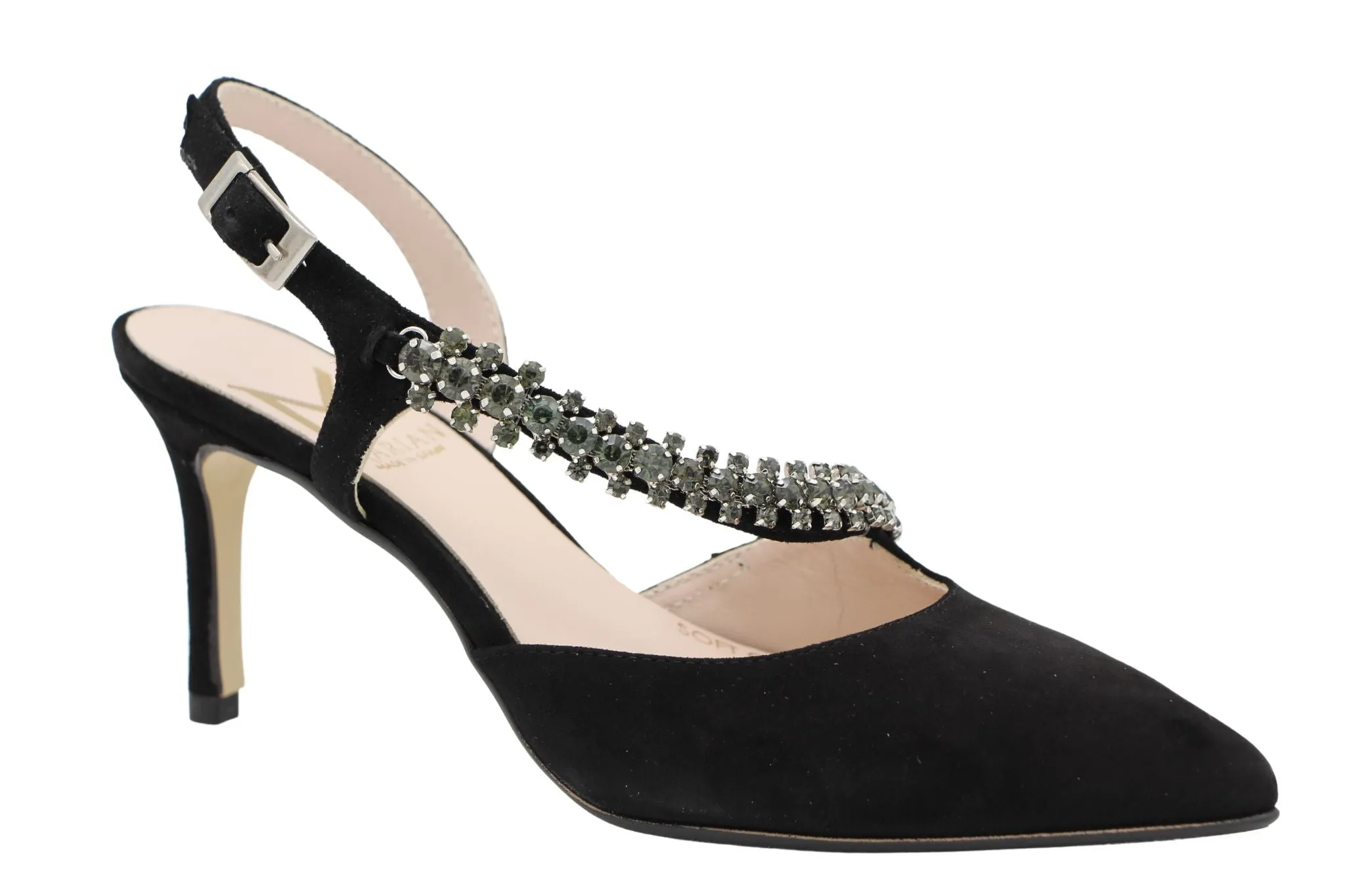 MARIAN Suede Sling-back with Diamante Black