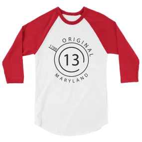 Maryland 3/4 Sleeve Raglan Shirt featuring the Original 13 colonies