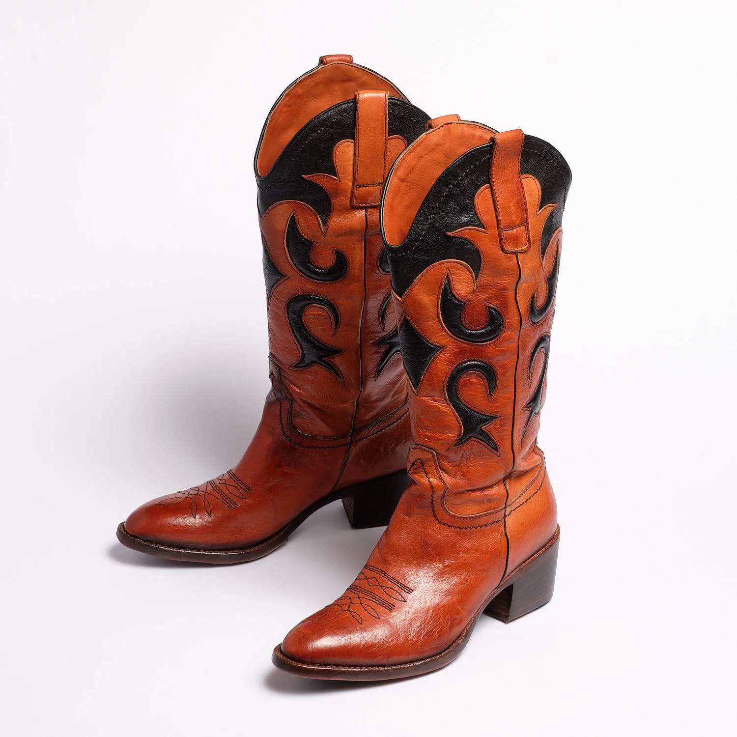 Meg Texan boots, soft buffalo leather, Rust color-Tdm