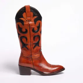 Meg Texan boots, soft buffalo leather, Rust color-Tdm