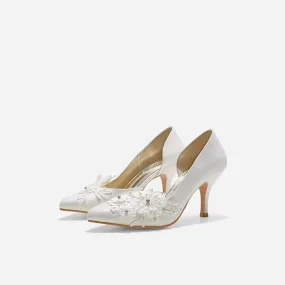 Mell Lace White Glitter Heels