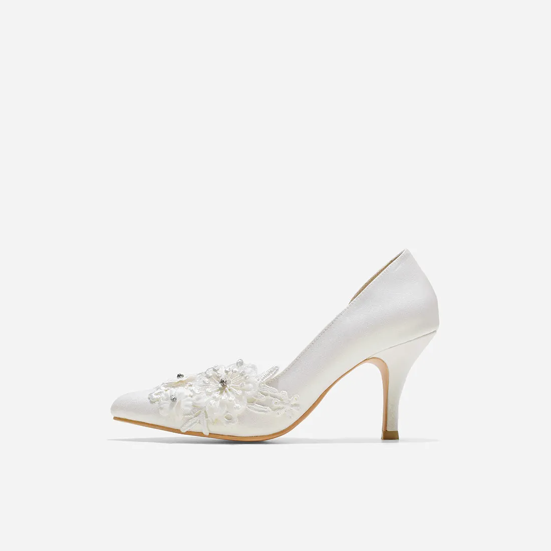 Mell Lace White Glitter Heels