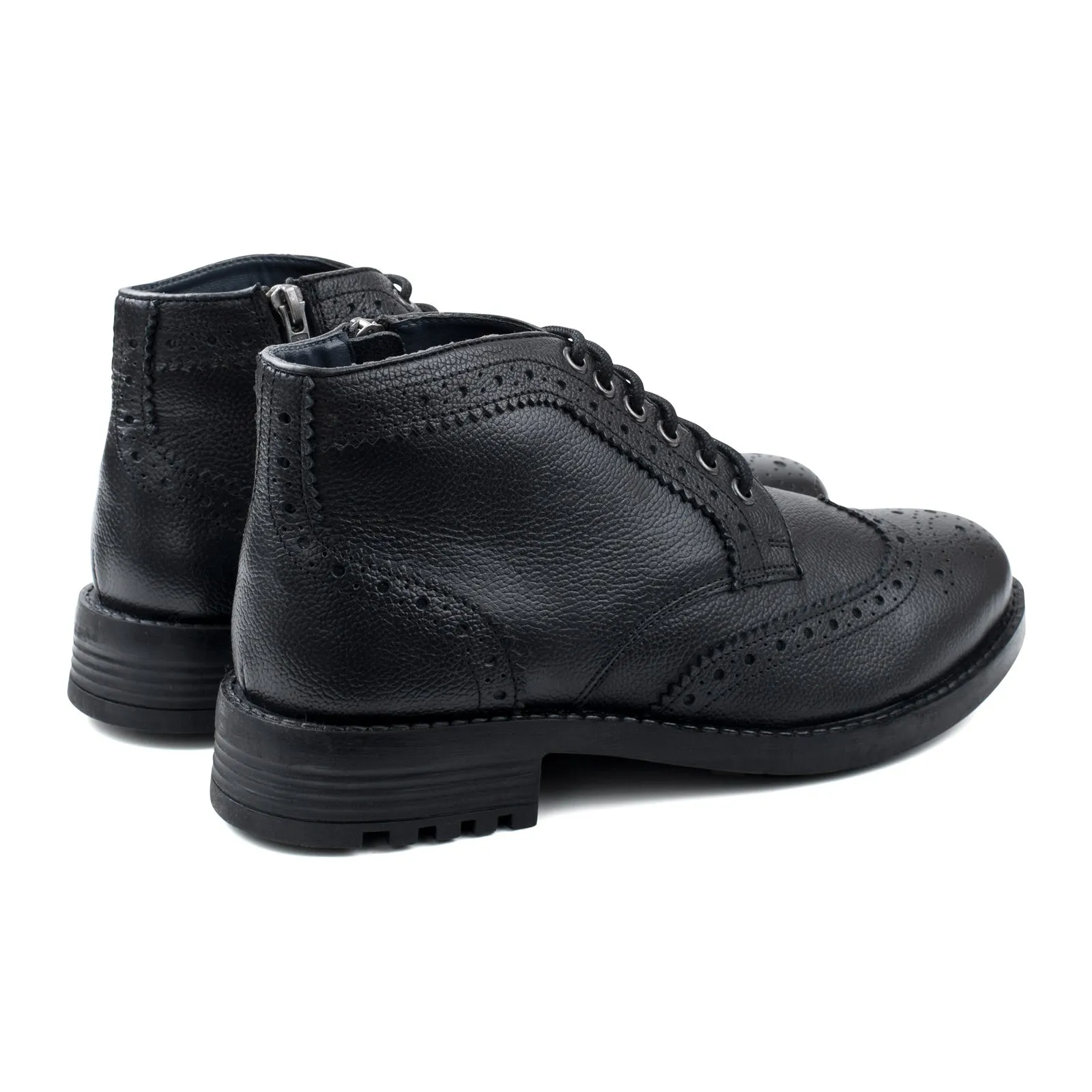 Mens black zip and lace brogue boot