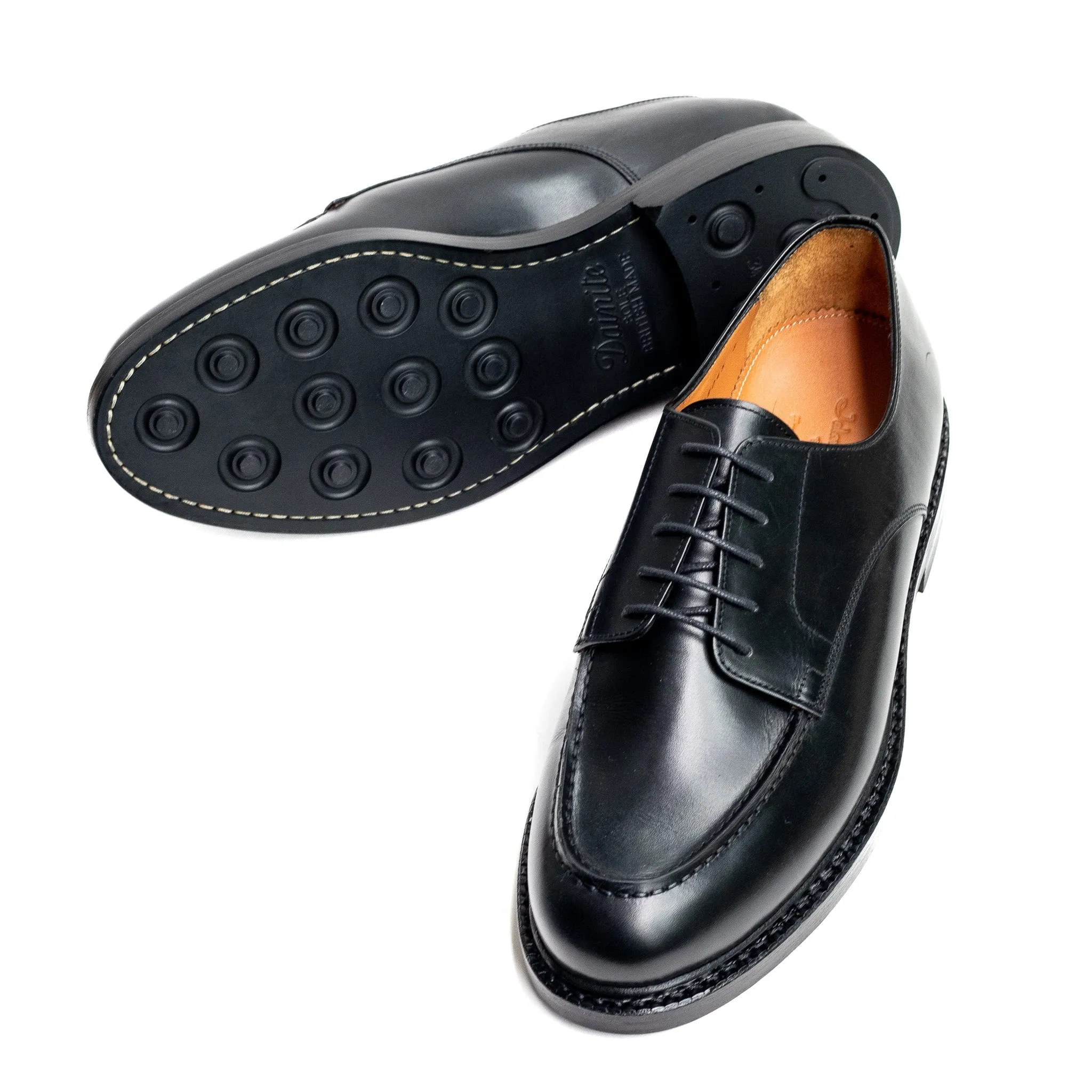 Mens Derby Shoes Black Calf U-Tip 99030