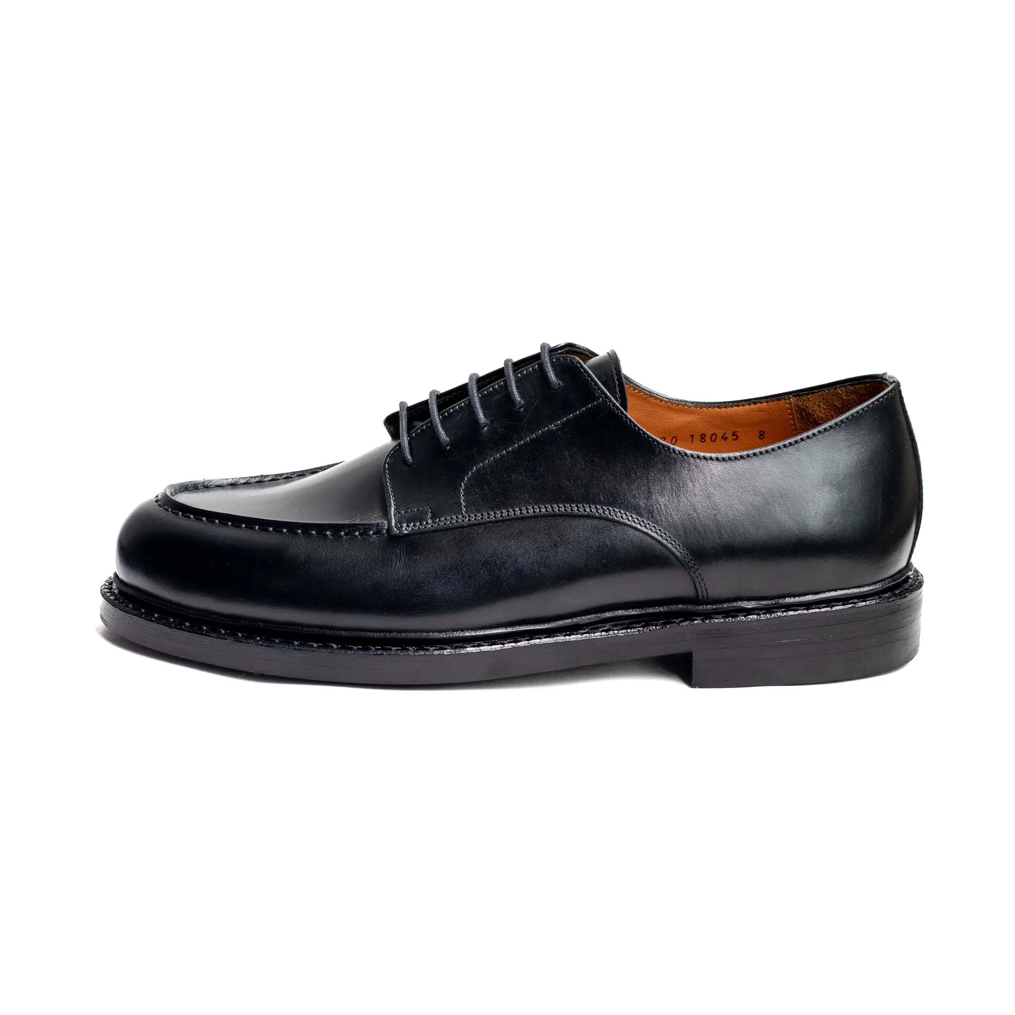 Mens Derby Shoes Black Calf U-Tip 99030