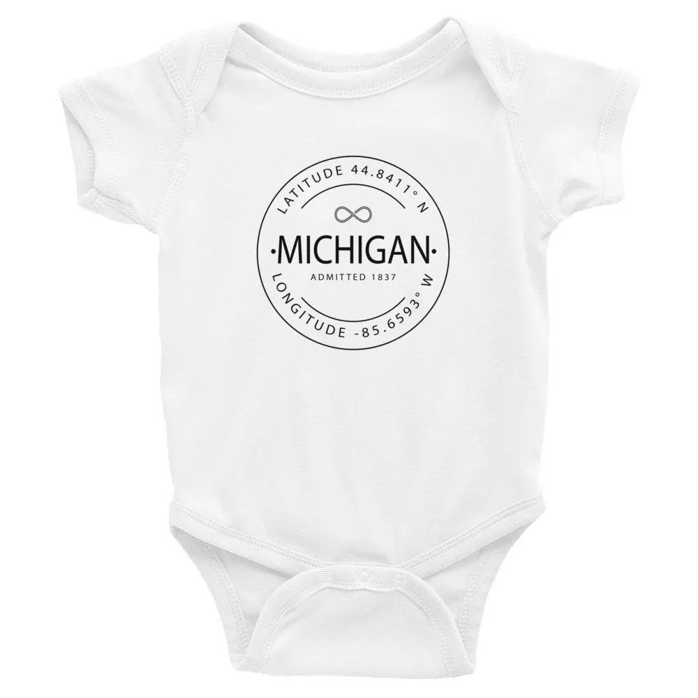 Michigan Baby Onesie - Coordinates of Latitude & Longitude