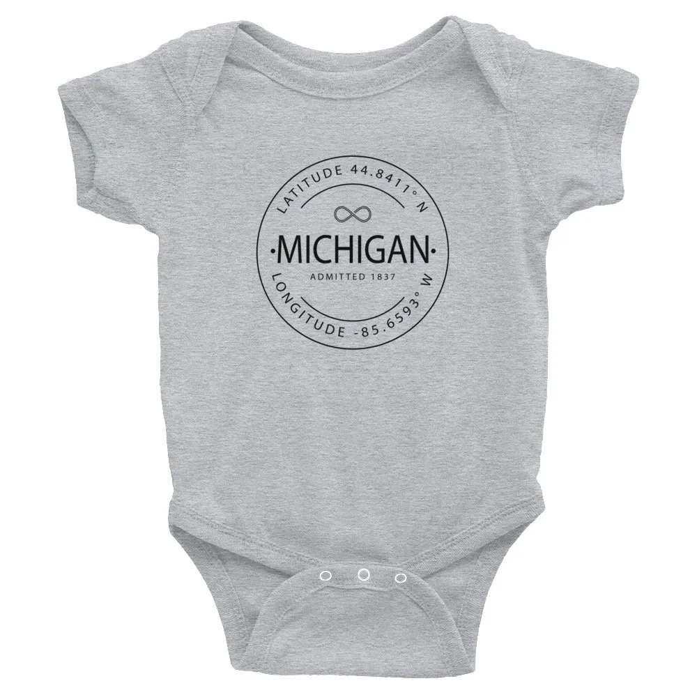 Michigan Baby Onesie - Coordinates of Latitude & Longitude