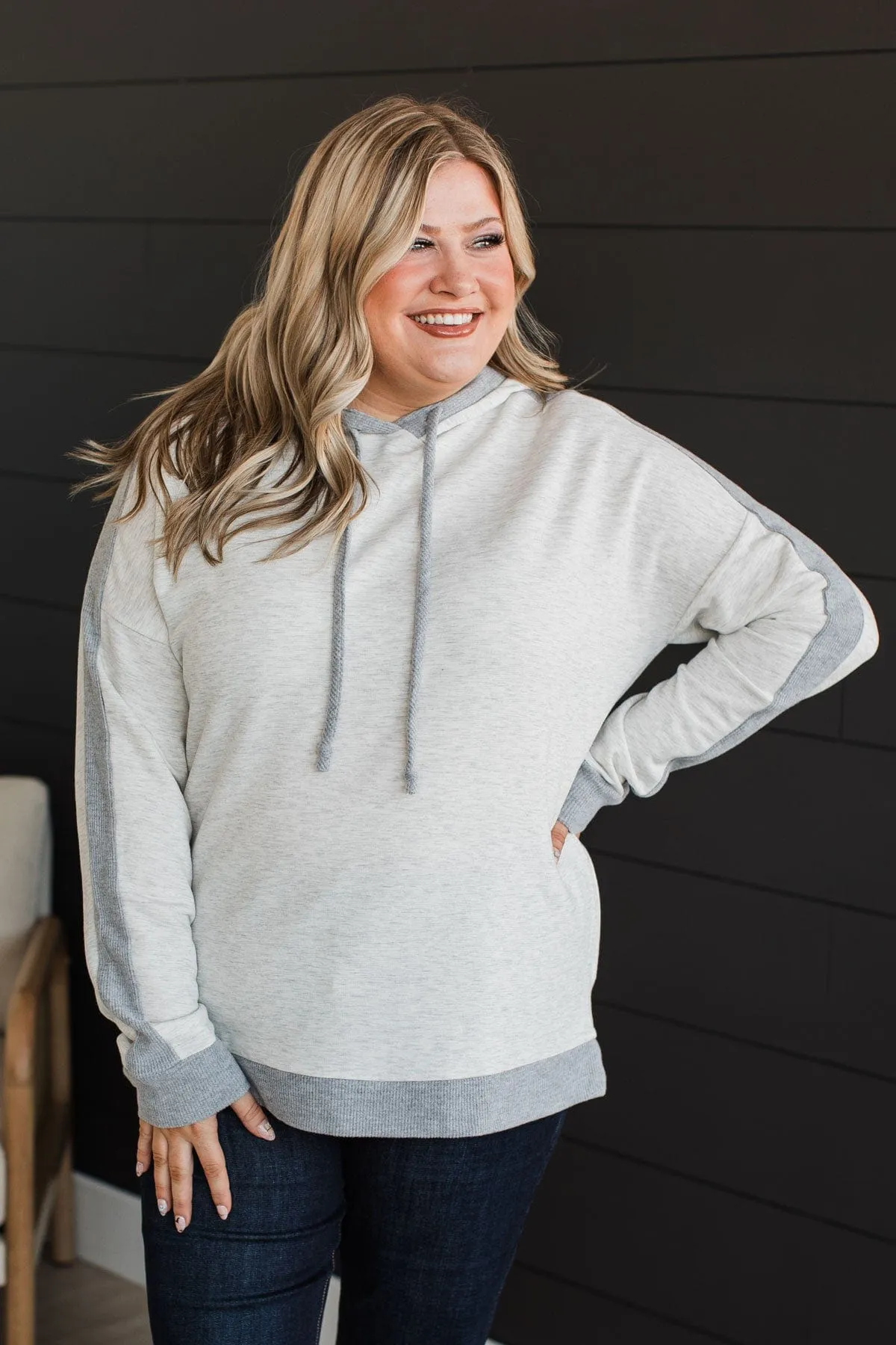 My Every Wish Hooded Top- Heather Grey