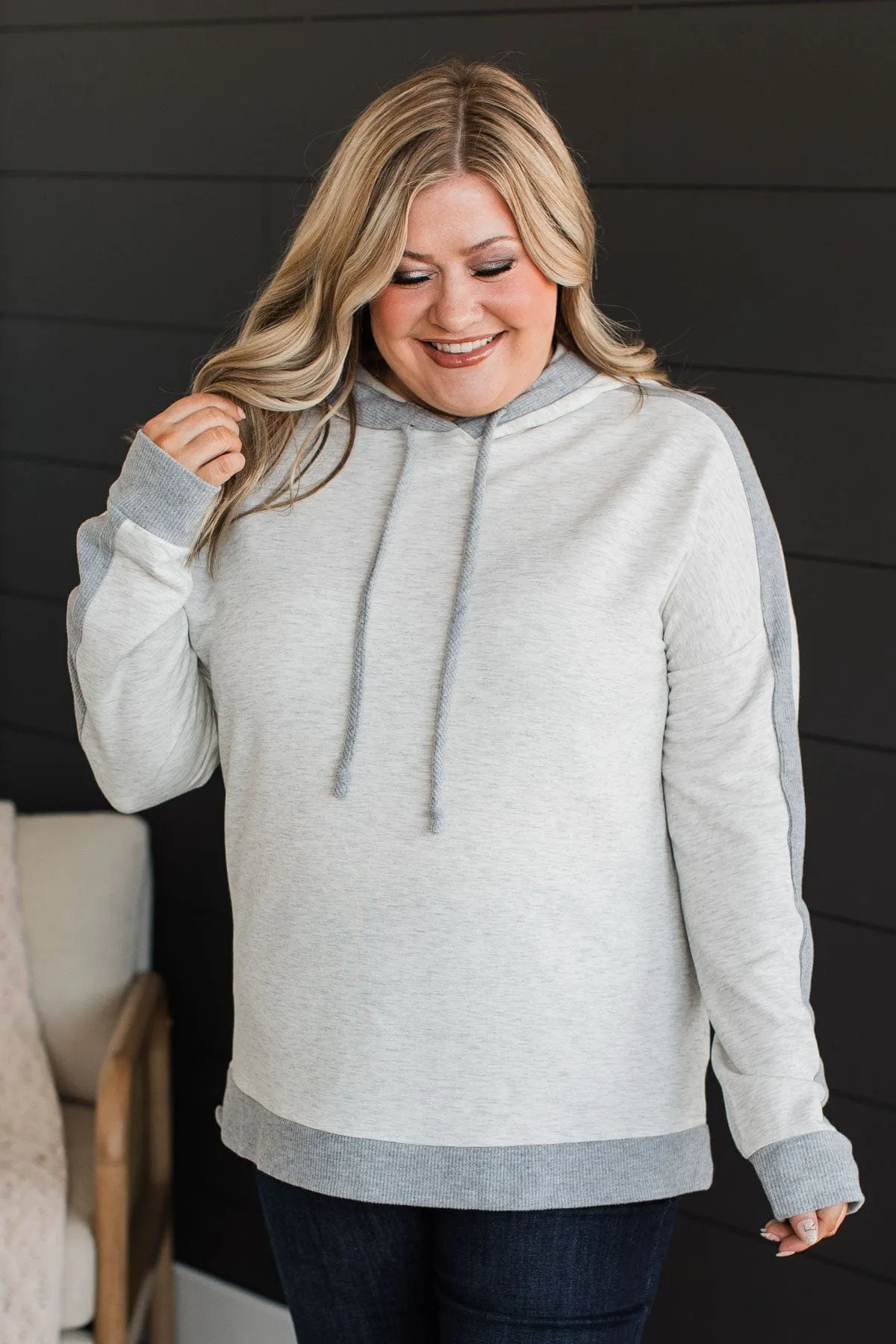 My Every Wish Hooded Top- Heather Grey