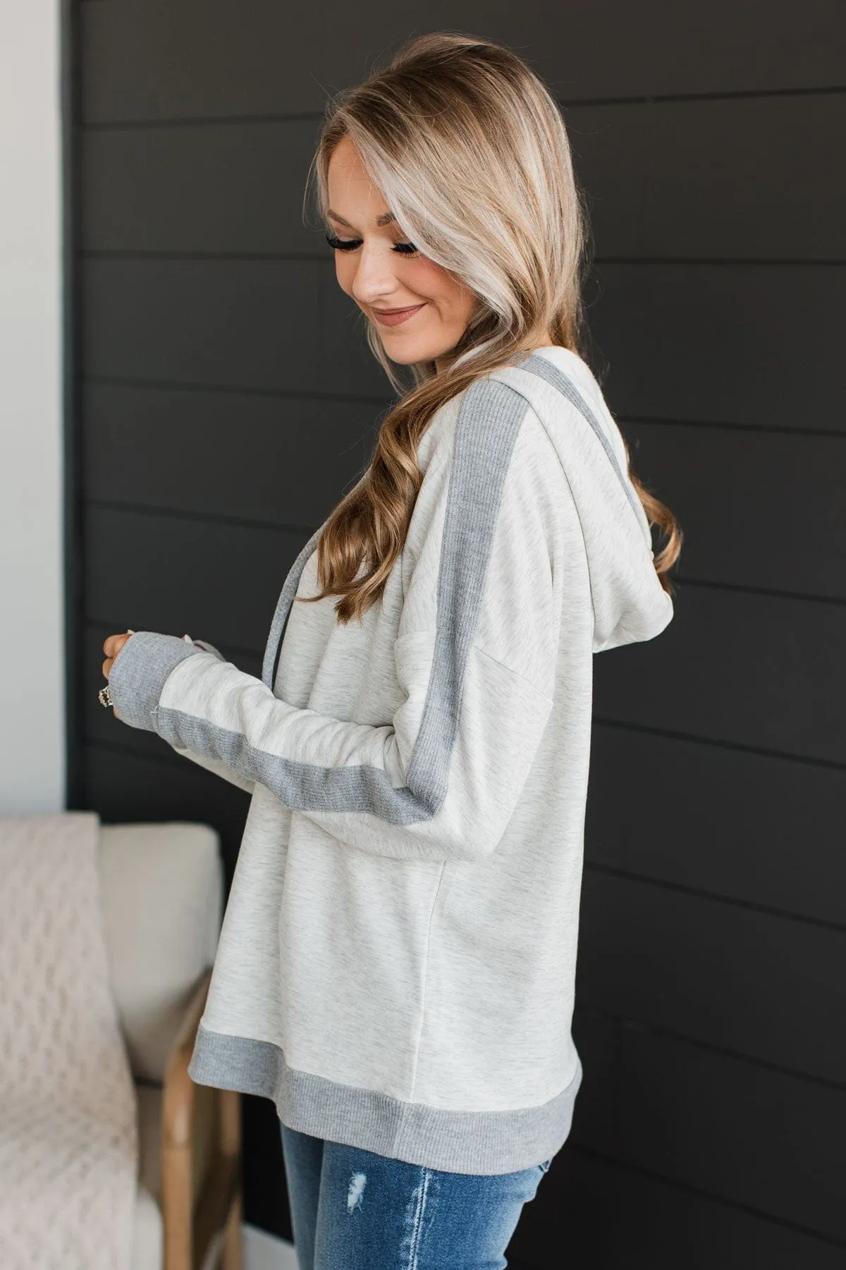 My Every Wish Hooded Top- Heather Grey