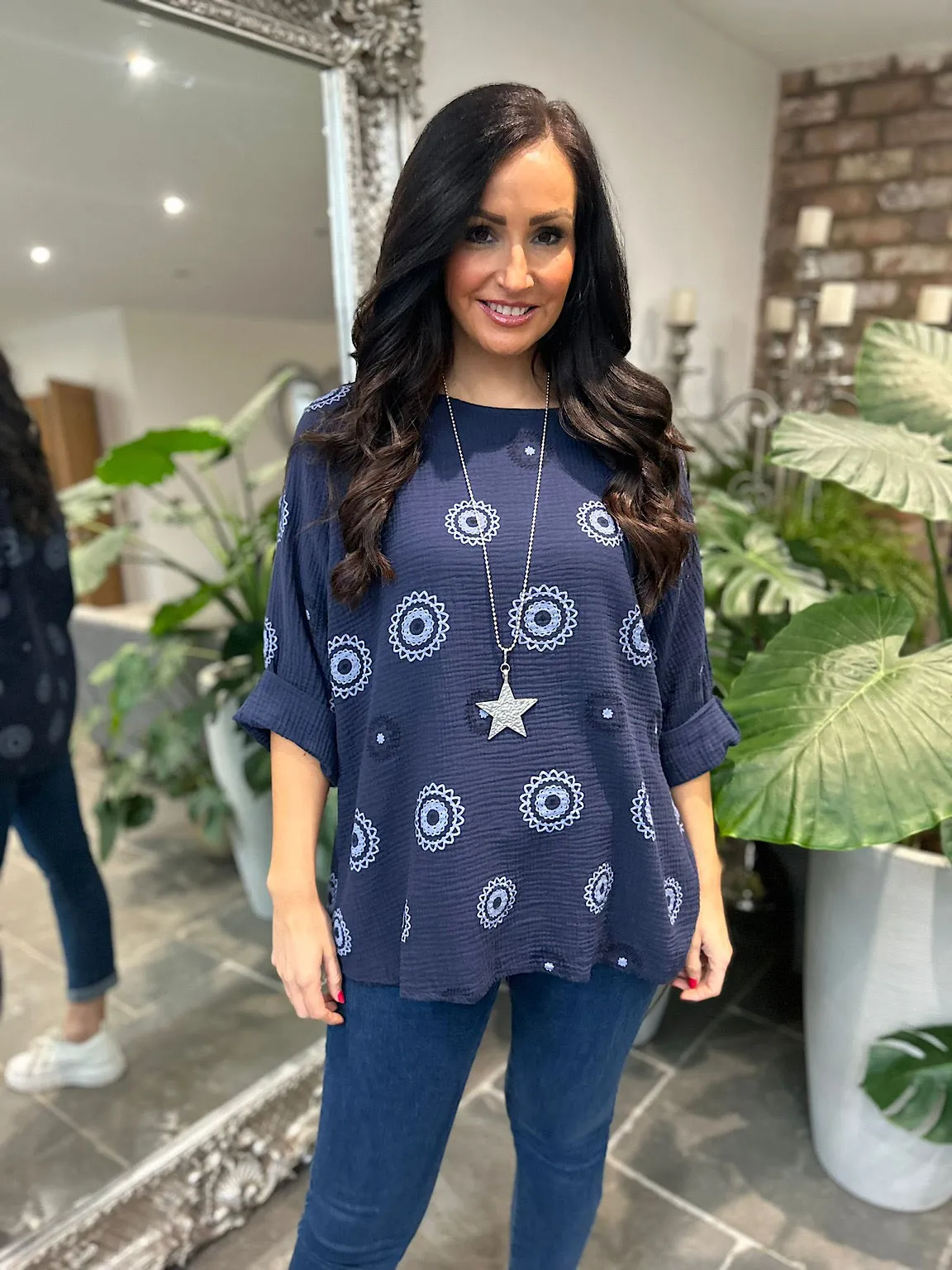 Navy Print Pippa Top