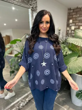 Navy Print Pippa Top