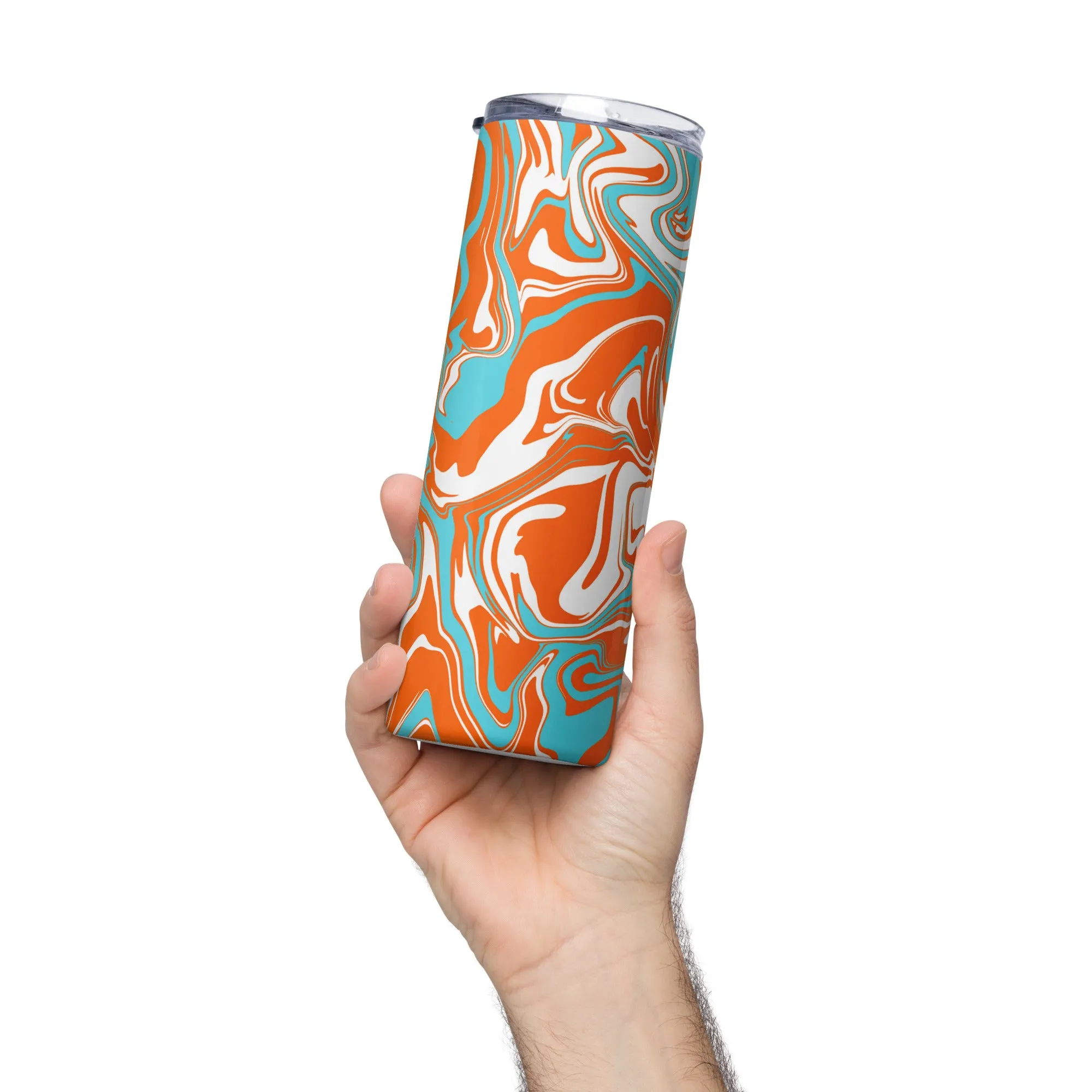 Orange Turquoise White Oil Spill Tumbler Stainless Steel 20 oz