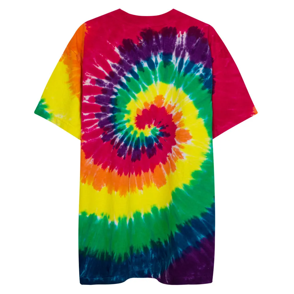 Oversized tie-dye t-shirt with embroidered design