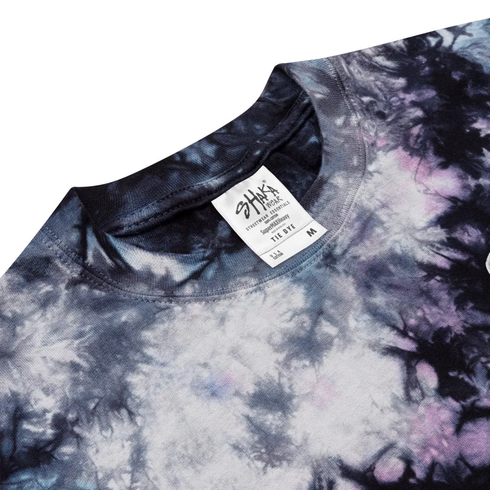 Oversized tie-dye t-shirt with embroidered design