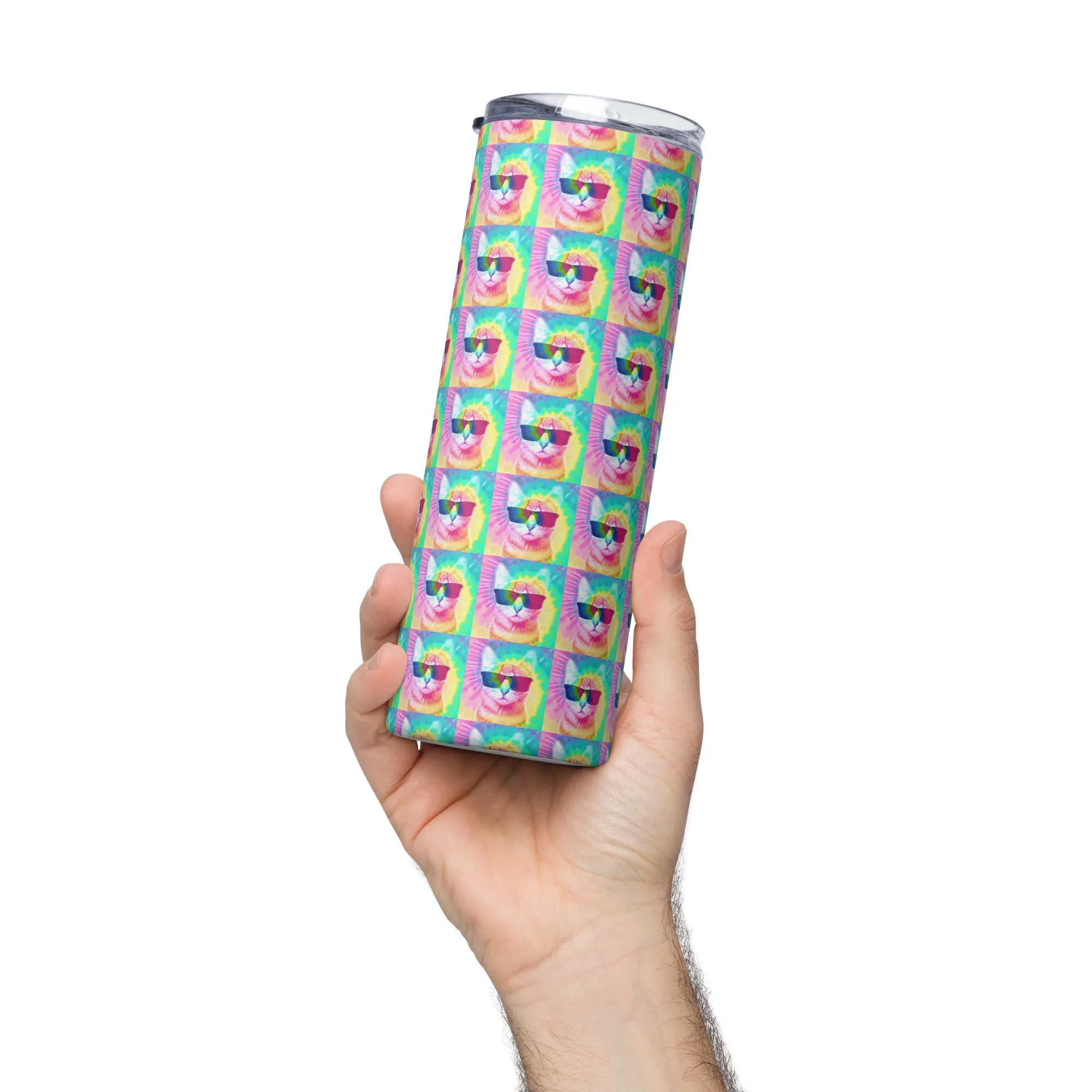 Pastel Tie-Dye Cat Stainless Steel Tumbler