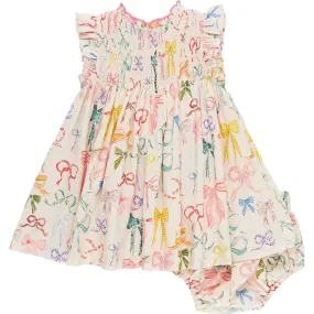 Pink Chicken Baby Girls Stevie Dress Set - Watercolor Bows - Pink