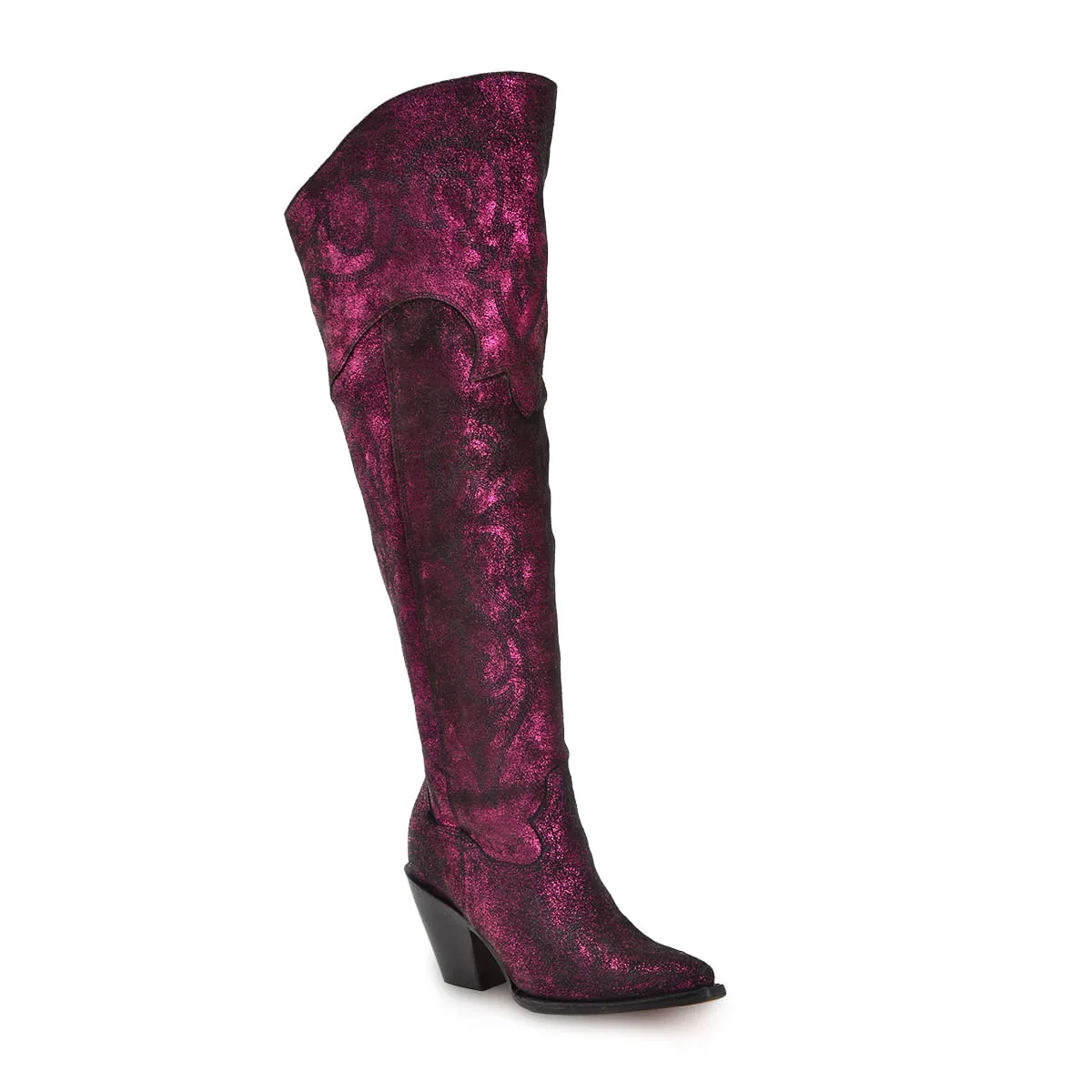 Purple Metallized Tall Top Boots