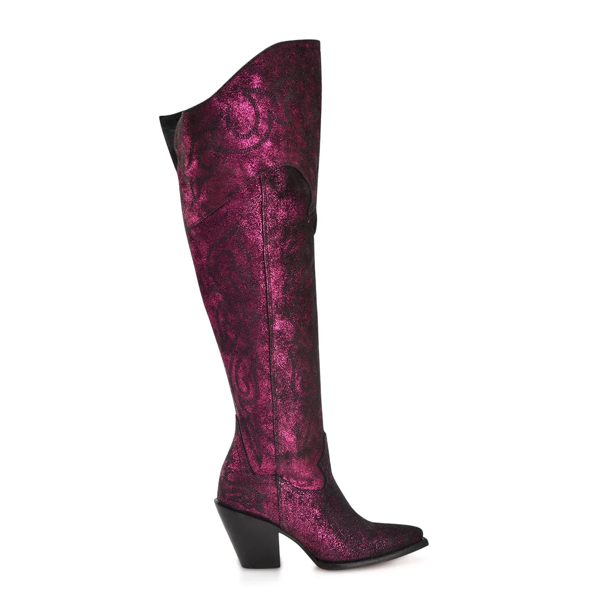 Purple Metallized Tall Top Boots