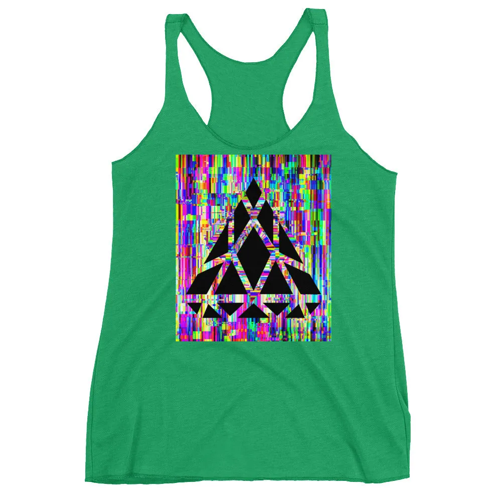 Racerback Tank with Gem Glitch Graphics.