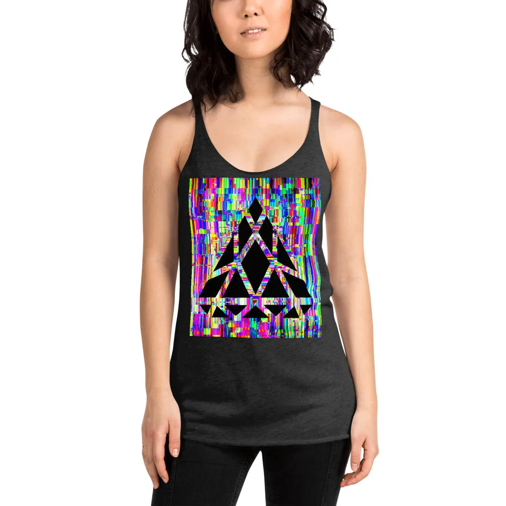 Racerback Tank with Gem Glitch Graphics.