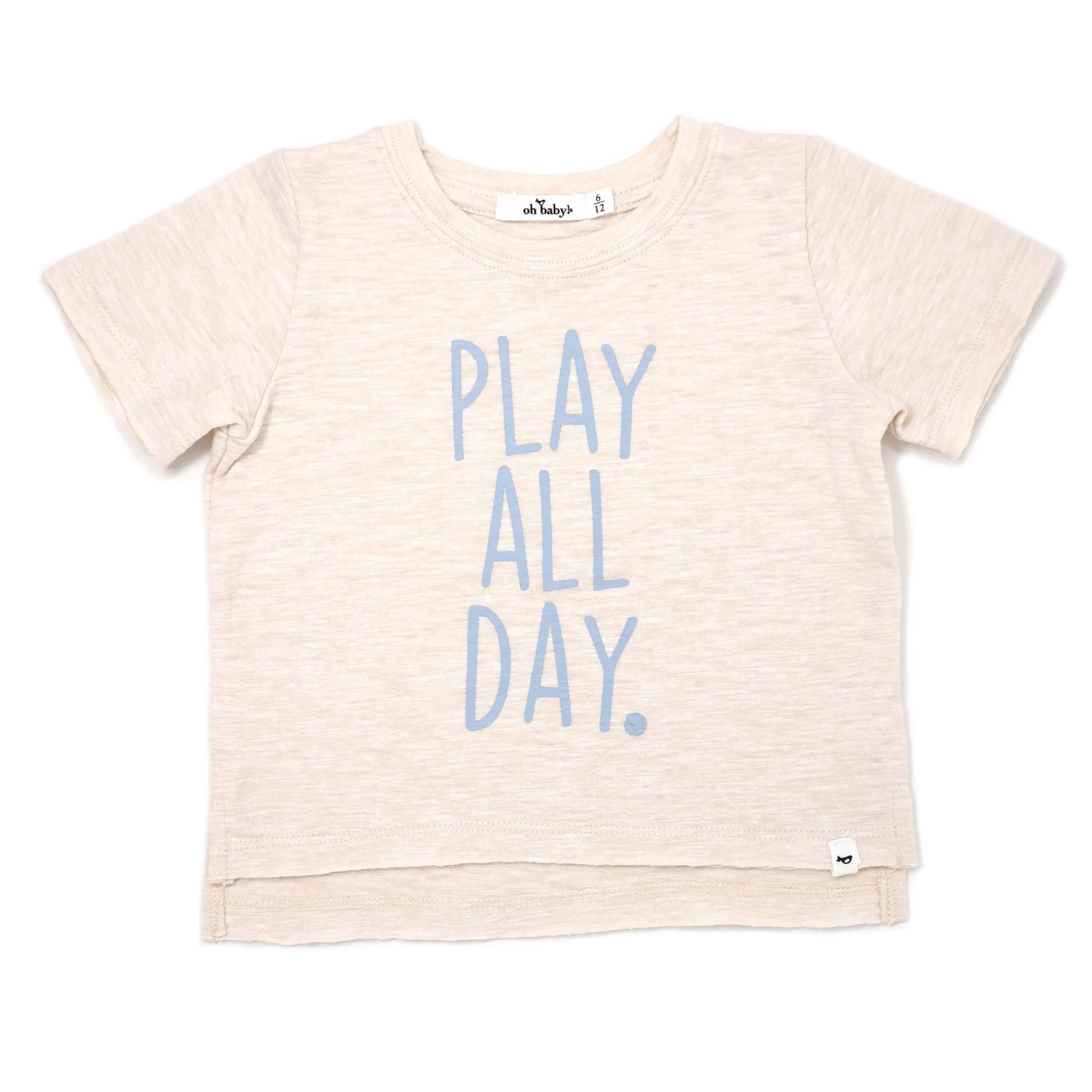 Raw Edge Short Sleeve Cotton Slub Tee - Play All Day - Sand Heather