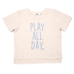 Raw Edge Short Sleeve Cotton Slub Tee - Play All Day - Sand Heather