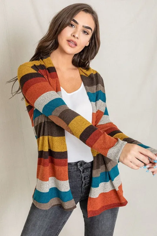 Results: Striped Elbow Patch Sweater Cardigan