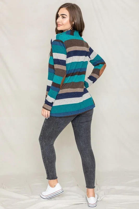 Results: Striped Elbow Patch Sweater Cardigan