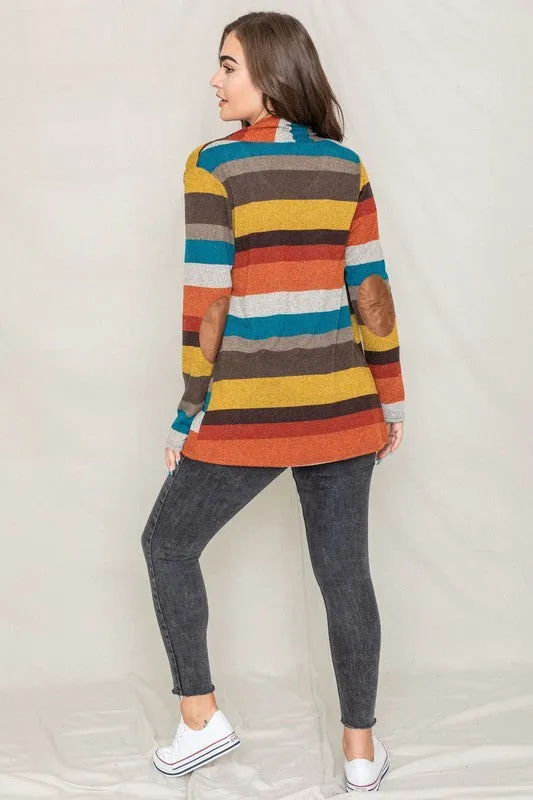 Results: Striped Elbow Patch Sweater Cardigan