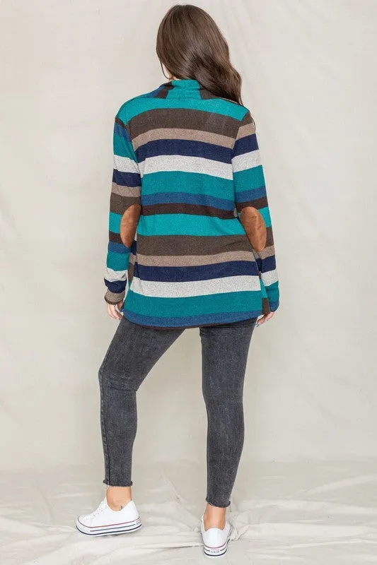 Results: Striped Elbow Patch Sweater Cardigan