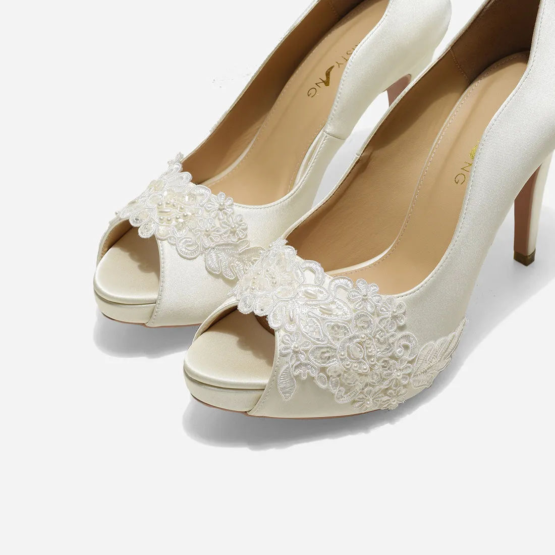 Rose Pearl White Wedding Shoes