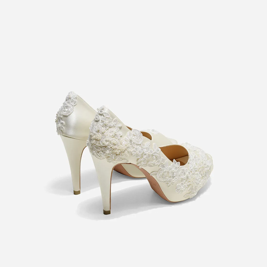 Rosie V2 White Lace Bridal Shoes