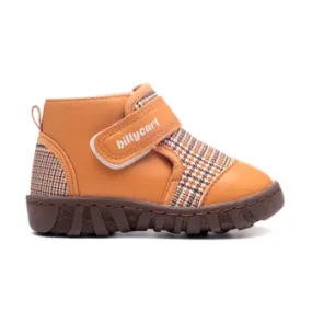 sandy tan plaid baby toddler boots