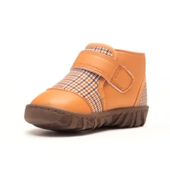 sandy tan plaid baby toddler boots