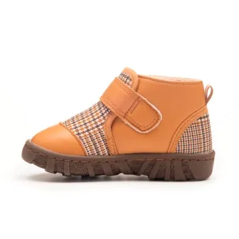 sandy tan plaid baby toddler boots