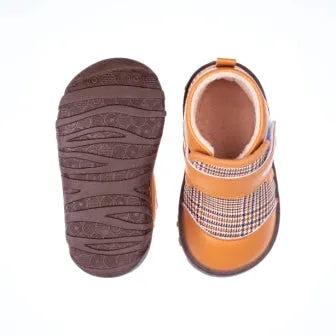 sandy tan plaid baby toddler boots