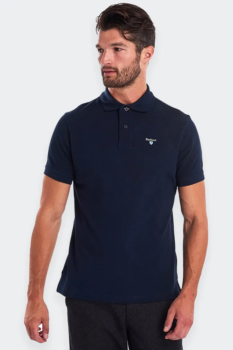 Short Sleeve Navy Blue Cotton Pique Polo