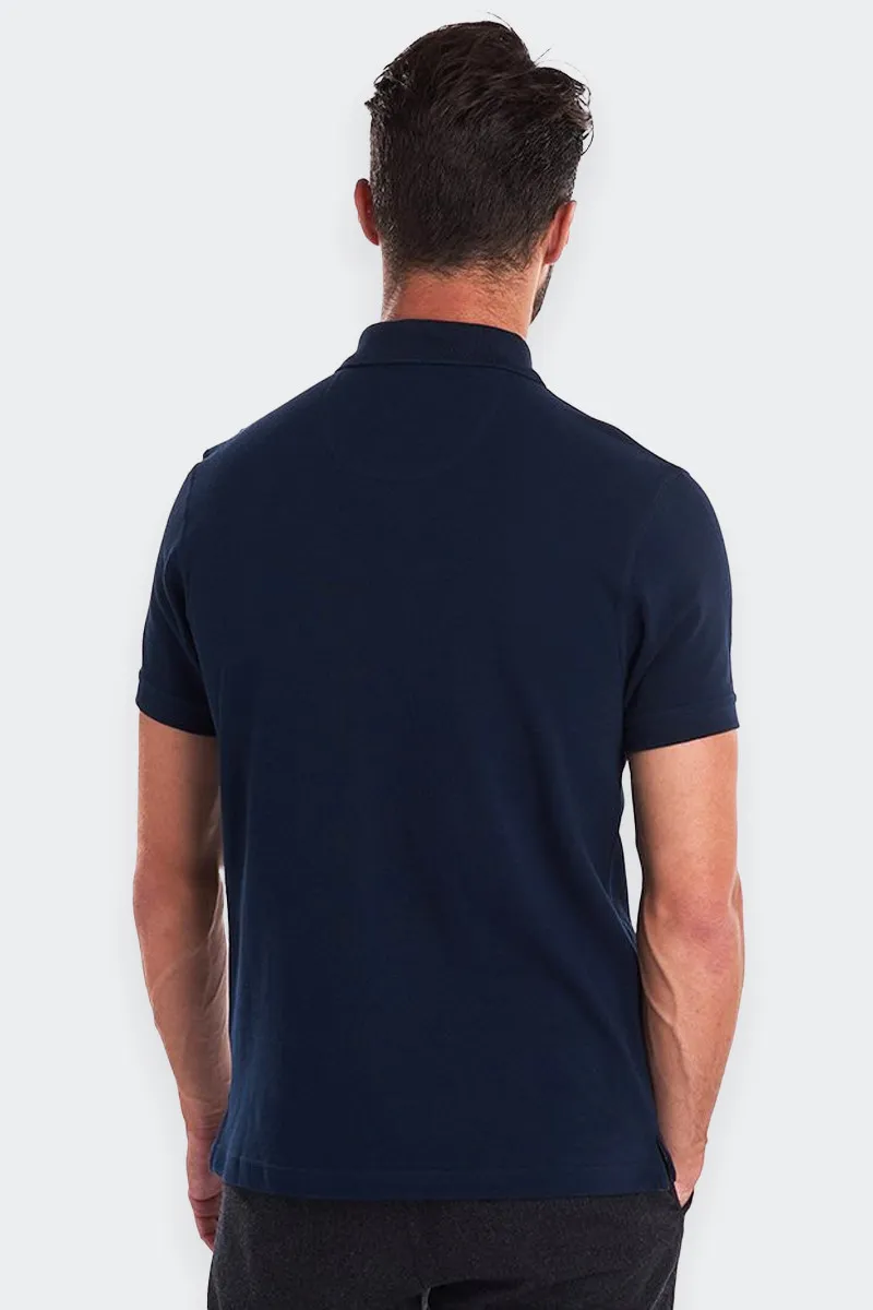 Short Sleeve Navy Blue Cotton Pique Polo